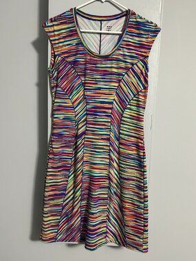Title Nine Espionage Dream Rainbow Stripe Active Dress Golf Pickleball Women's S